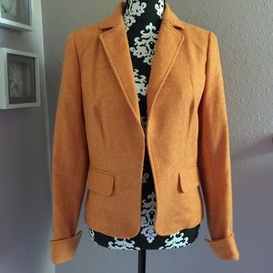 J. Crew Ecole Herringbone Orange Wool Blazer 10